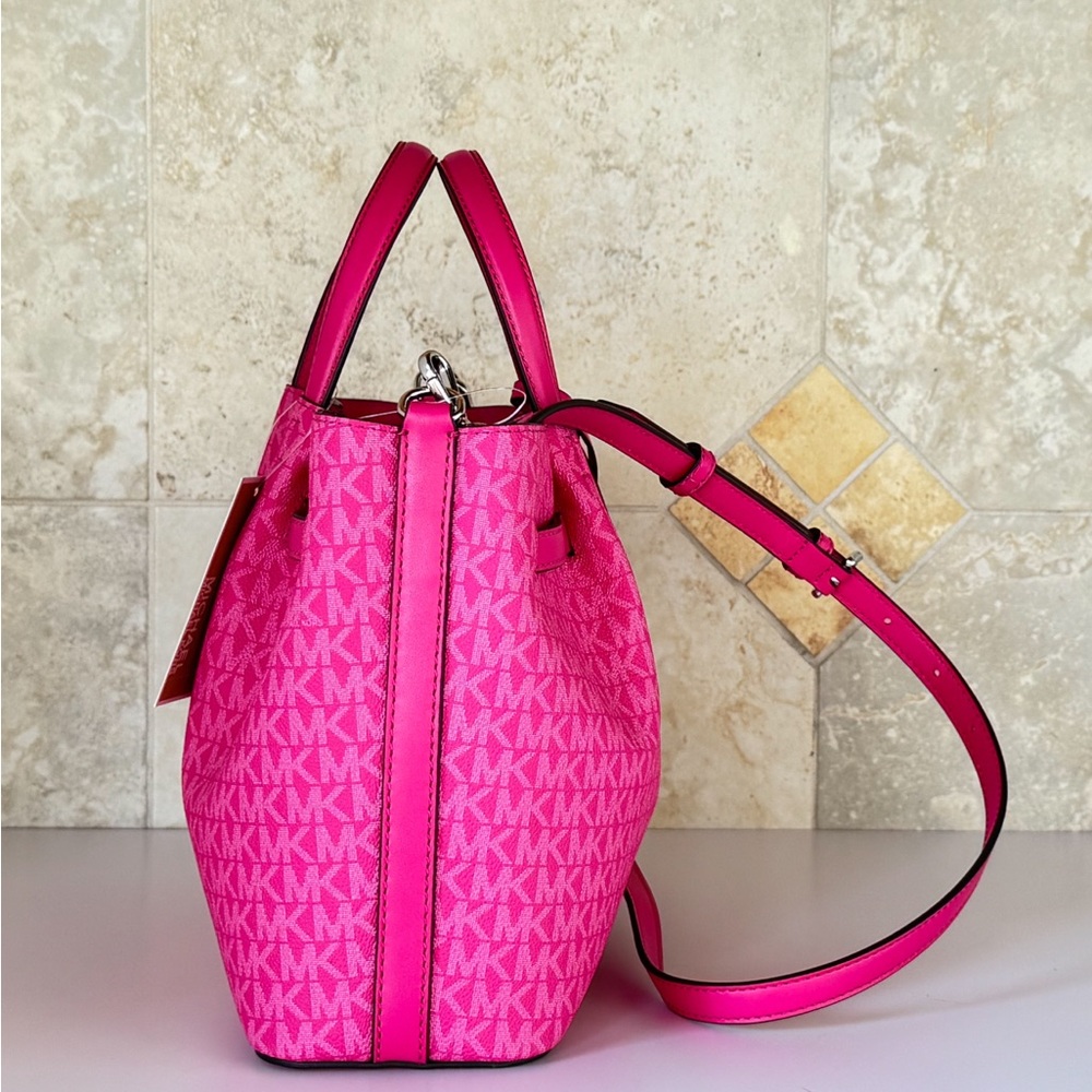 Michael Kors Carson MD Satchel Shoulder Bag MK Dragonfruit - Picture 5 of 14